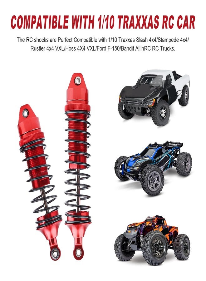 ممتصات صدمات معدنية بالكامل من الألومنيوم لسيارات التحكم عن بعد Traxxas Stampede Rustler بمقياس 1/10، ممتصات صدمات أمامية وخلفية، مجموعة بديلة من 4 قطع 5862 (أحمر) - Image 4